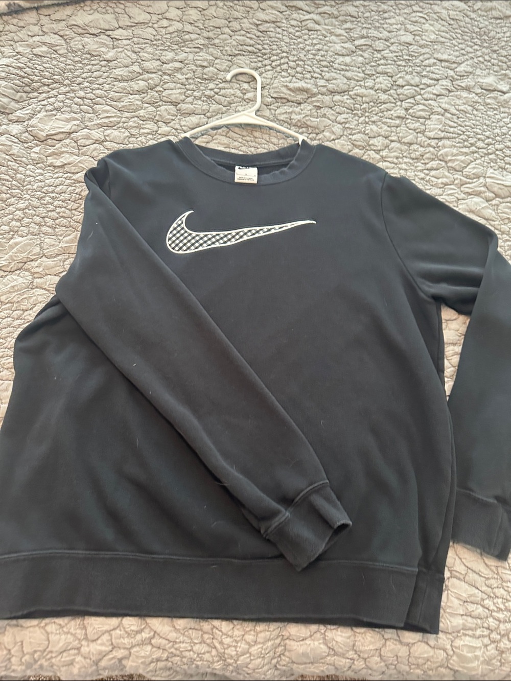 Women’s Nike Black Crewneck Sweatshirt with White Check Swoosh